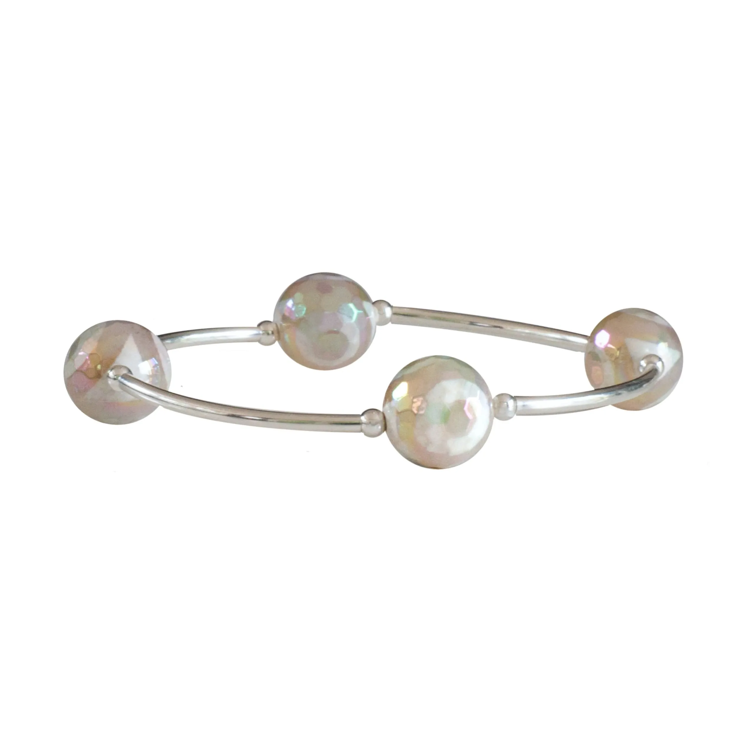 Vera Bradley Shop -Vera Bradley Shop 12mm Faceted Mystic Eye Agate Sterling Silver Blessing Bracelet scaled 1