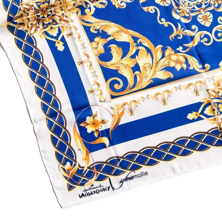 Sylvia Mollie Be Bold Blue And Gold Fashion Scarf 2 Sylvia Mollie Be Bold Blue And Gold Fashion Scarf - Image 2