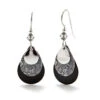 Silver Forest Black And Silver-Tone Layered Metal Teardrop Earrings