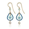 Silver Forest Blue Flower Teardrop Earrings