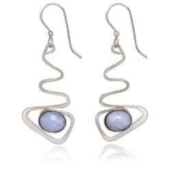 Silver Forest Blue Stone And Silver-Tone Metal Drop Earrings