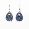 Silver Forest Blue Teardrop And Silver Metal Arc Drop Earrings