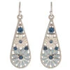 Rain Jewelry Blue And Ivory Flowers Silver Drop Earrings