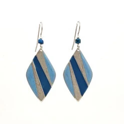 Silver Forest Soft Diamond Silver And Denim Drop Earrings