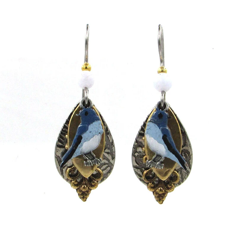 Bluebird Layered Metal Drop Earrings 1 Bluebird Layered Metal Drop Earrings