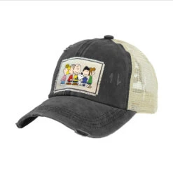 Brief Insanity Peanuts Gang Black Distressed Trucker Hat