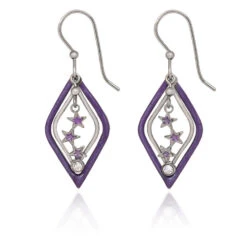 Silver Forest Stars Silver And Purple Drop Earrings