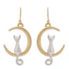 Rain Jewelry Cat In Crescent Moon Mixed Metal Earrings