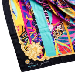 Sylvia Mollie Bold And Bright Abstract Scarf -Vera Bradley Shop Colorful Abstract Floral Scarf With Black Border 1MHG1020 03
