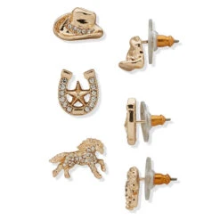 Hallmark X Opry® Crystal And Gold-Tone Stud Earrings, Set Of 3