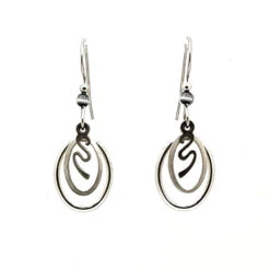 Silver Forest Silver-Tone Duo Metal Ovals Drop Earrings