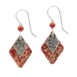 Silver Forest Layered Diamond Modern Metal Drop Earrings