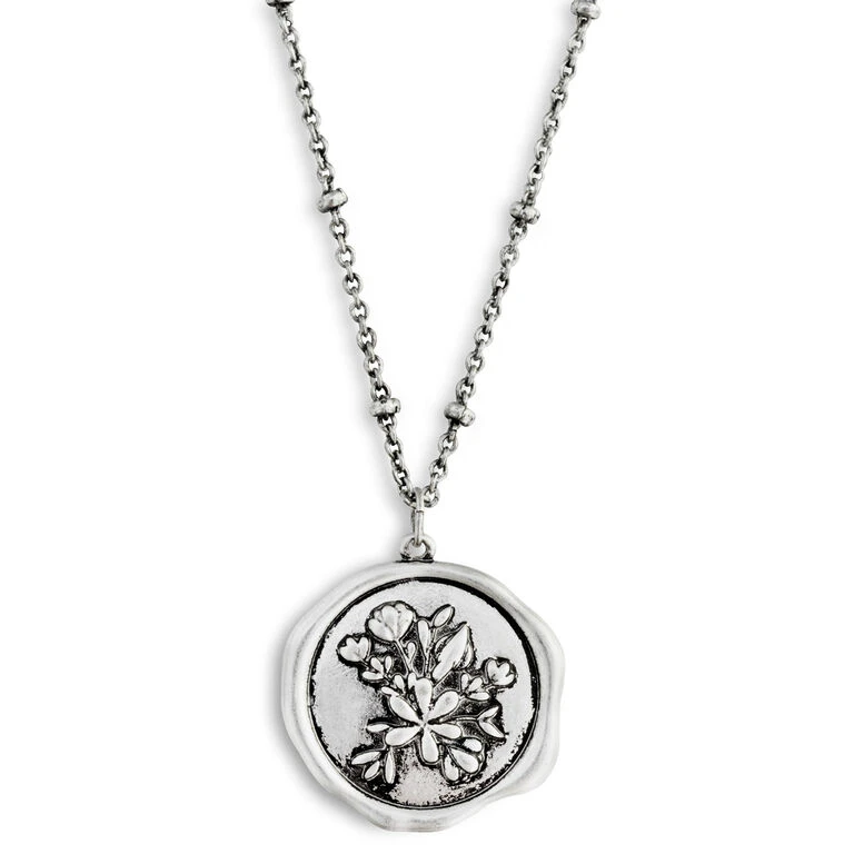 Floral Charm Dear You Mom Necklace, 17.5" 1 Floral Charm Dear You Mom Necklace, 17.5"