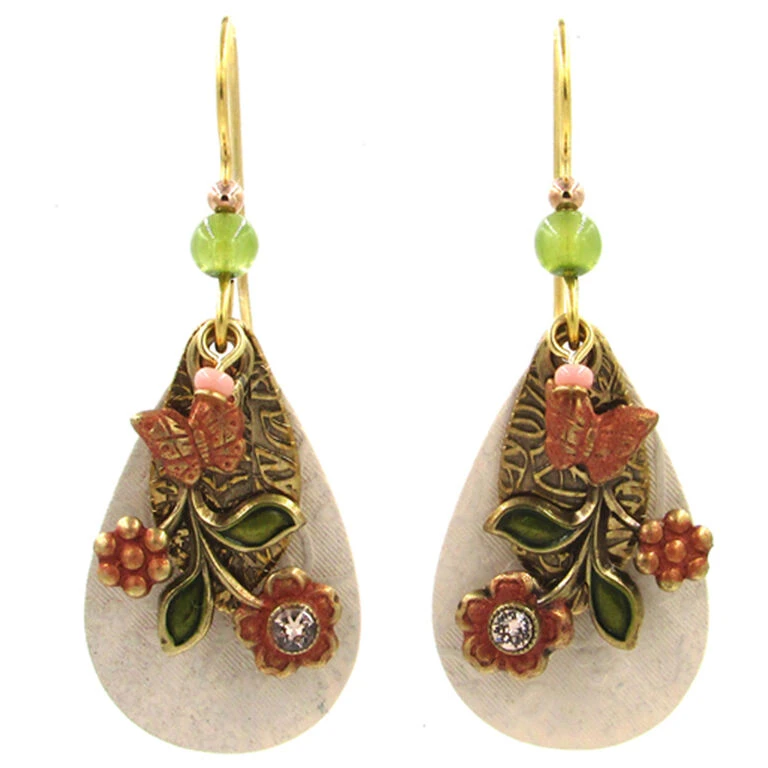 Floral Swag Layered Metal Drop Earrings 1 Floral Swag Layered Metal Drop Earrings