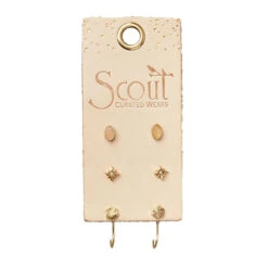 Sunstone And Gold Gabby Earring Stud Trio