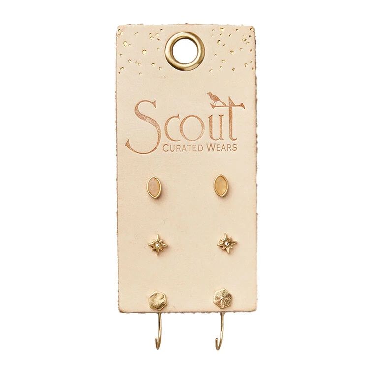 Sunstone And Gold Gabby Earring Stud Trio 1 Sunstone And Gold Gabby Earring Stud Trio