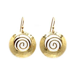 Silver Forest Hammered Gold Metal Drop Earrings With Coil