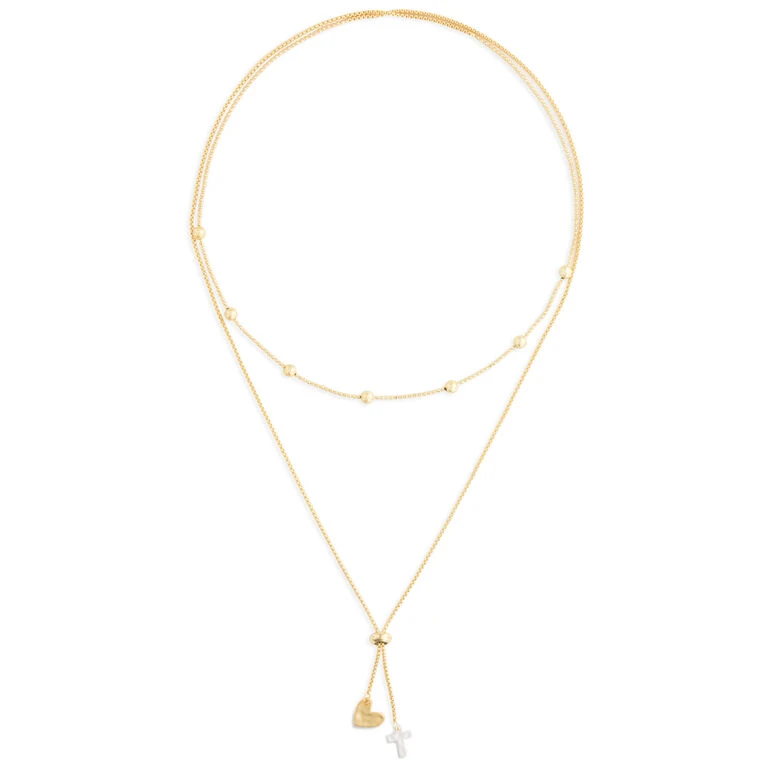 Heart And Cross Charms Giving Necklace, 35" 3 Heart And Cross Charms Giving Necklace, 35" - Image 3