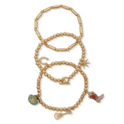 Hallmark X Opry® Gold-Tone Beaded Bracelets With Cowboy Charms, Set Of 3