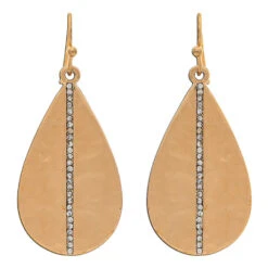 Rain Jewelry Gold Metal Teardrop And Crystal Stripe Earrings