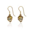 Silver Forest Gold-Tone Open Leaf Beaded Metal Drop Earrings
