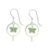Silver Forest Green Butterfly Silver Metal Drop Earrings