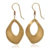 Silver Forest Hammered Gold Metal Open Oval Drop Earrings