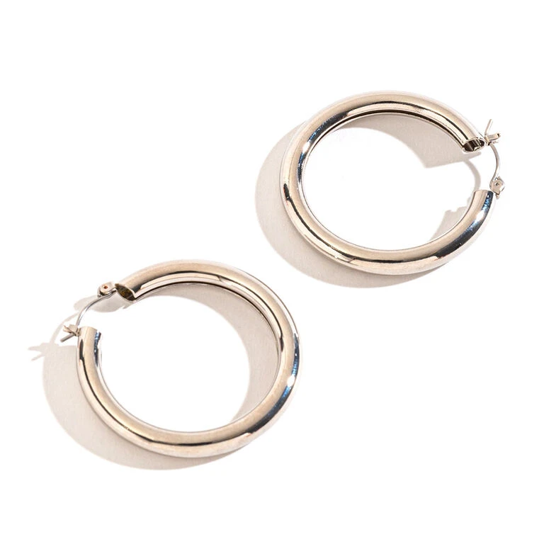 Howard's Jewelry Large Tube Silver Hoop Earrings 1 Howard's Jewelry Large Tube Silver Hoop Earrings