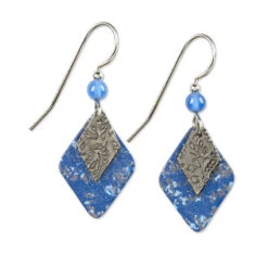 Silver Forest Layered Diamond Duet Silver Metal Drop Earrings