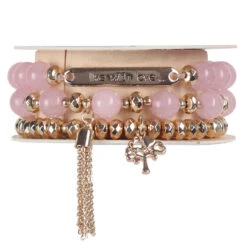 Soul Stacks Live With Love Beaded Stretch Bracelets, Set Of 3 5 Soul Stacks Live With Love Beaded Stretch Bracelets, Set Of 3 -Vera Bradley Shop Live With Love PinkGold Beaded Stretch Bracelets STXLOV 03