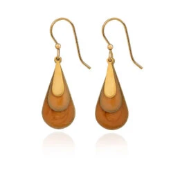 Silver Forest Lovely Layered Peach And Gold Metal Teardrop Earrings