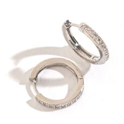 Howard's Jewelry Medium Silver Pave Hoop Earrings