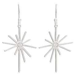 Rain Jewelry Mod Starburst Silver Metal Earrings