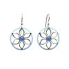 Silver Forest Open Flower With Blue Onyx Silver Metal Earrings