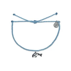 Pura Vida Orca Charm Sky Blue Bitty Braid Bracelet