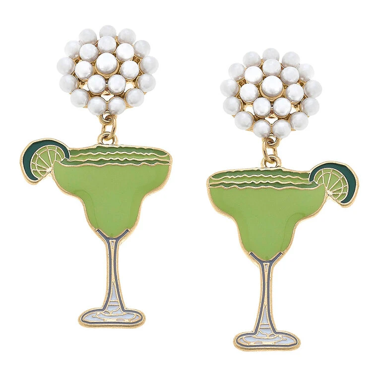 Pearl Cluster And Margarita Glass Drop Earrings 1 Pearl Cluster And Margarita Glass Drop Earrings