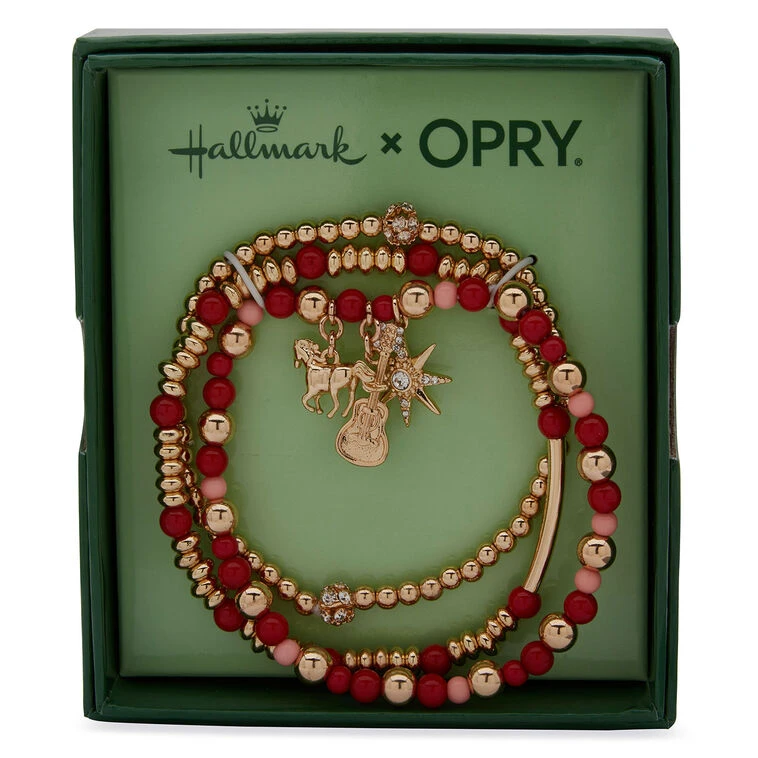 Hallmark X Opry® Pink, Red And Gold Beaded Bracelets With Charms, Set Of 3 2 Hallmark X Opry® Pink, Red And Gold Beaded Bracelets With Charms, Set Of 3 - Image 2