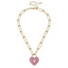 Monclér Pink And White Gingham Heart Padlock Necklace