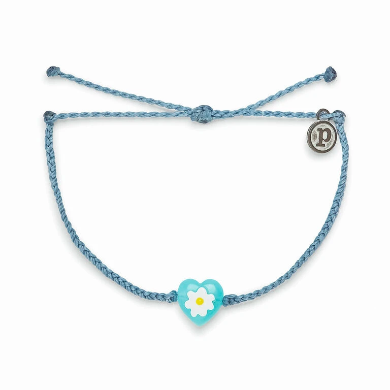 Pura Vida Blue Daisy Heart Charm Bracelet 1 Pura Vida Blue Daisy Heart Charm Bracelet
