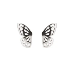 Pura Vida Fly Away Butterfly Wings Silver Stud Earrings