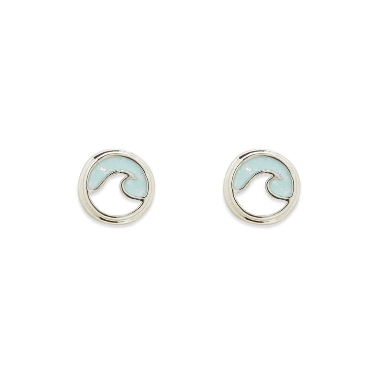 Pura Vida Enamel Wave Silver Stud Earrings 1 Pura Vida Enamel Wave Silver Stud Earrings