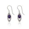 Silver Forest Purple Stone And Silver-Tone Teardrop Metal Earrings