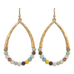 Rain Jewelry Beaded Teardrop Gold Metal Earrings