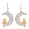 Rain Jewelry Cat In Moon Matte Mixed Metal Earrings