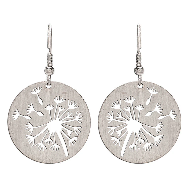 Rain Jewelry Dandelion Cutout Silver Metal Earrings 1 Rain Jewelry Dandelion Cutout Silver Metal Earrings