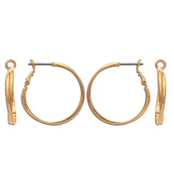 Rain Jewelry Gold Metal Twisted Hoop Earrings