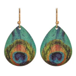 Rain Jewelry Small Peacock Feather Printed Earrings
