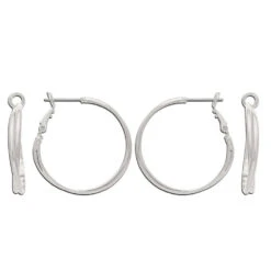 Rain Jewelry Silver Metal Twisted Hoop Earrings