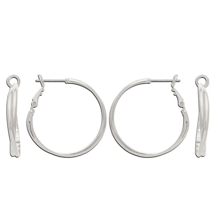 Rain Jewelry Silver Metal Twisted Hoop Earrings 1 Rain Jewelry Silver Metal Twisted Hoop Earrings
