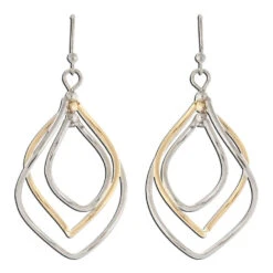 Rain Jewelry Triple Twist Silver And Gold Metal Earrings